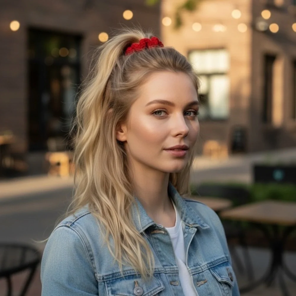 Red Crochet Hair Scrunchie